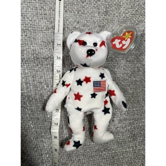 Ty Beanie Buddie Spangle Bear And Beanie Baby Glory Bear Lot USA Patriotic Plush - Picture 9 of 16